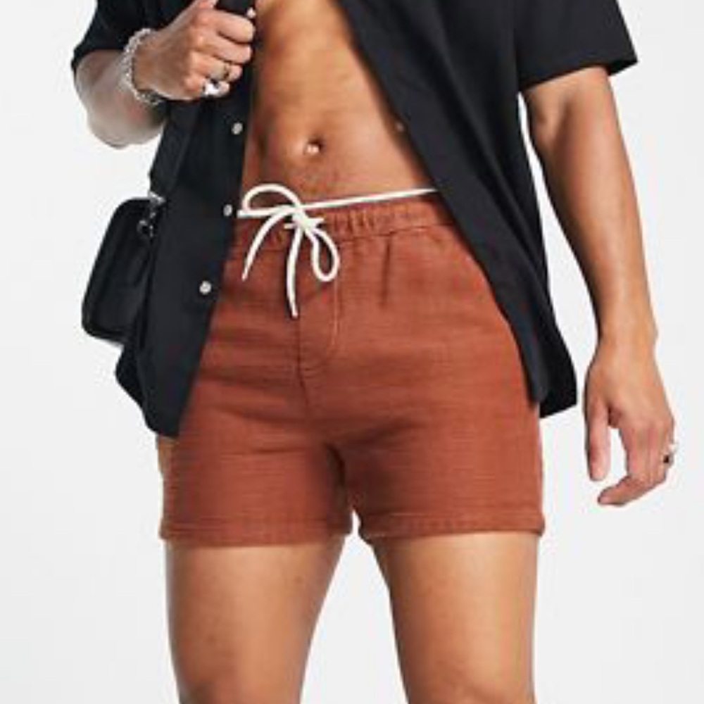 Textured Fabric Rust Orange Short